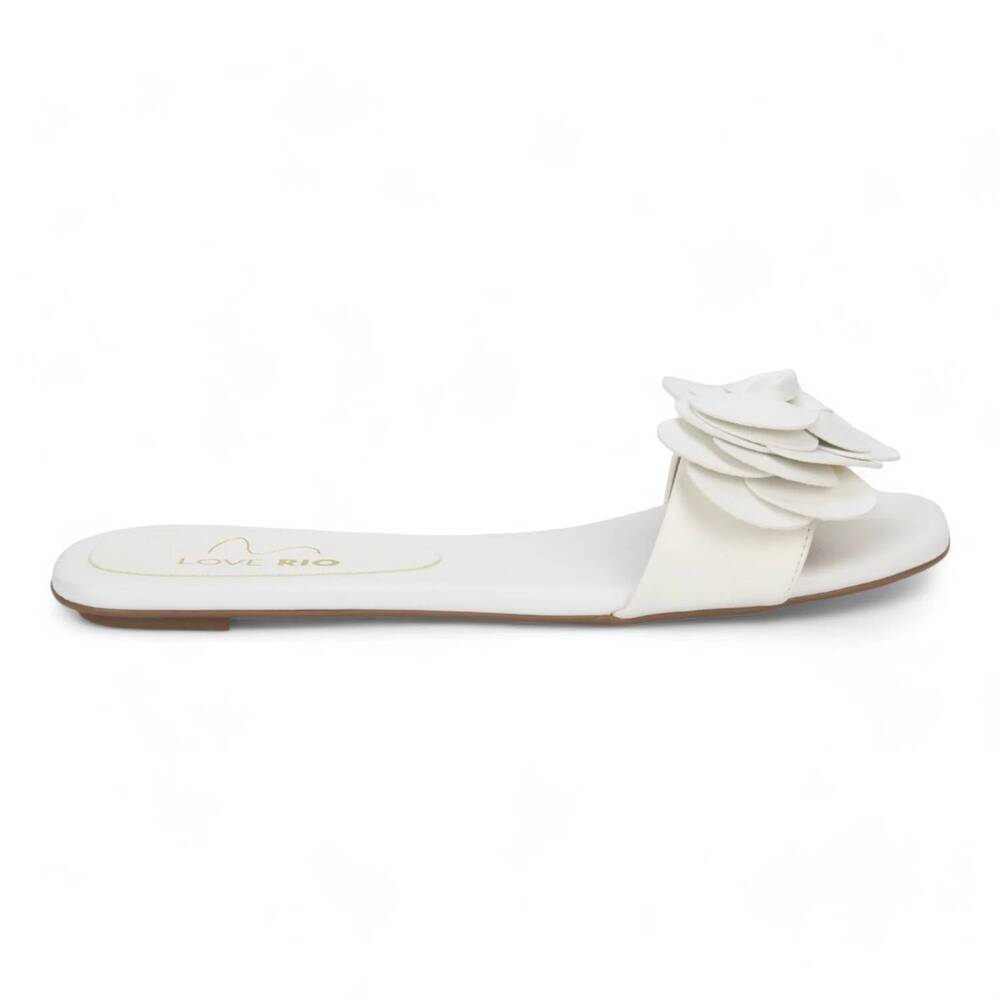 NEW LOVE RIO women's rosita fine threads slide sandal in rose petals - white